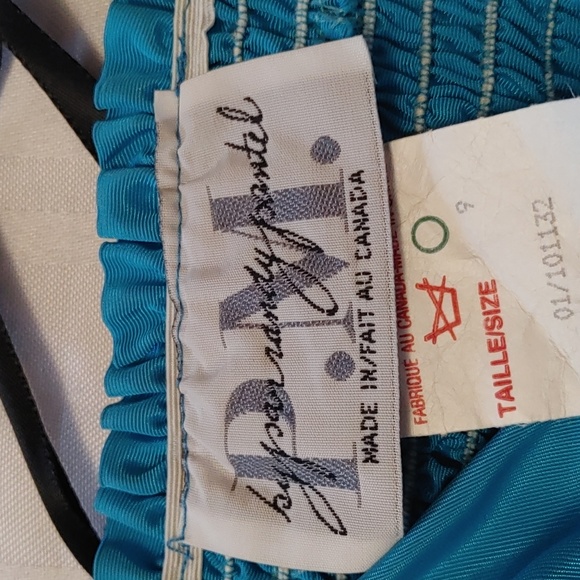 Vintage Canadian Designer Teal and Black Ruffled Dress Size 9 - Picture 10 of 10